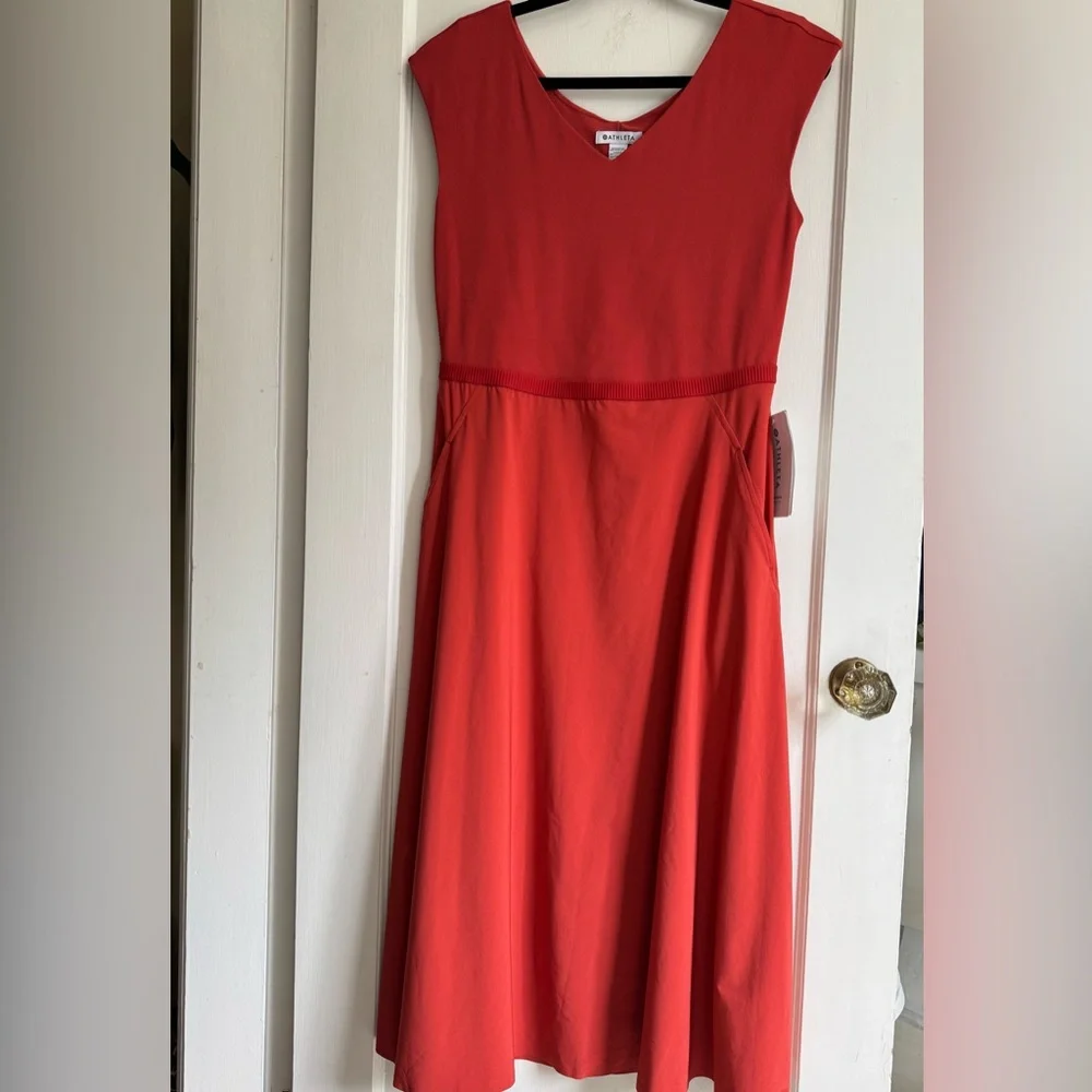Athleta Ryder Cap Sleeve Cut Out Back Midi Dress - Picture 3 of 9